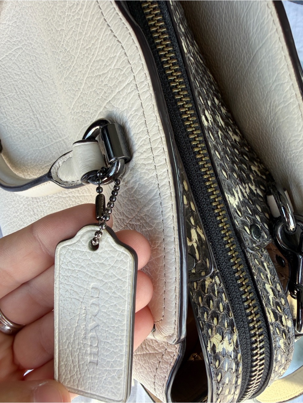 Coach Chalk Pebbled Leather Satchel with Removable Strap - Picture 12 of 17